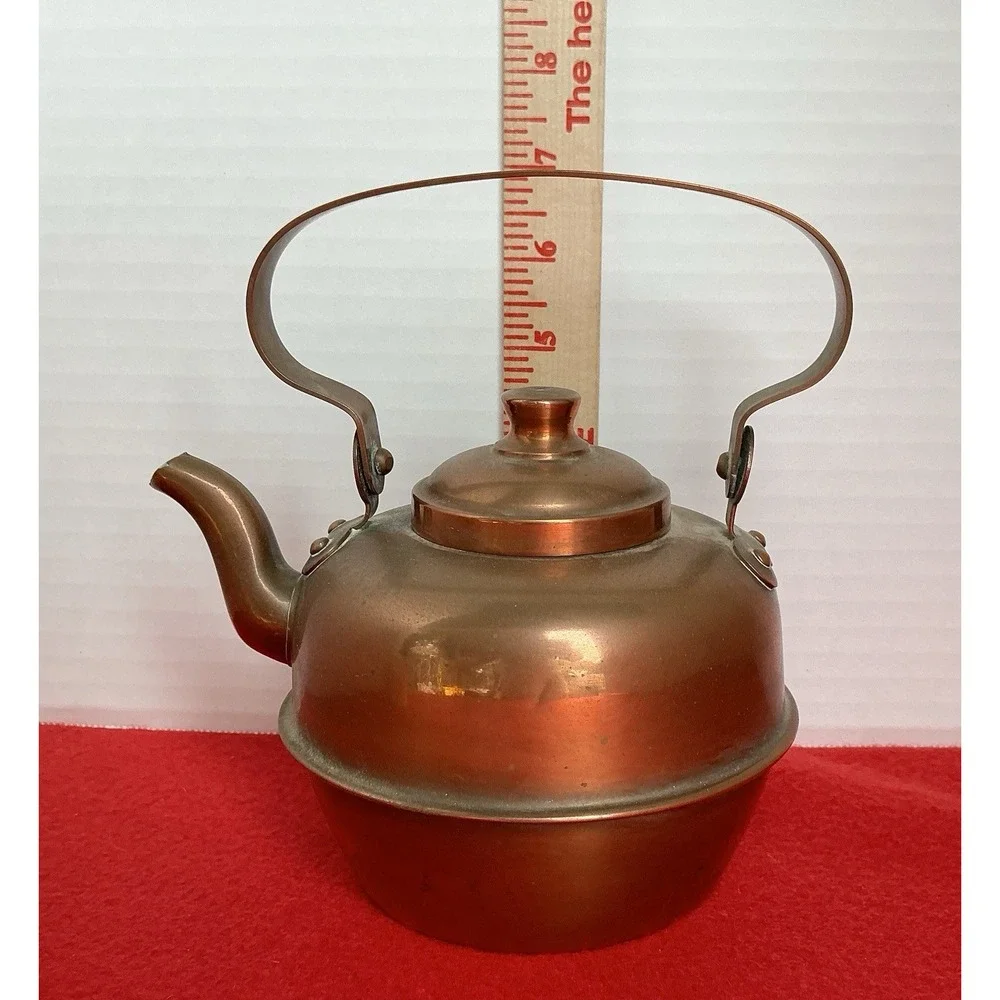 Vintage Miniature Copper Teapot Kettle with Handle | Collectible Decor 4.5